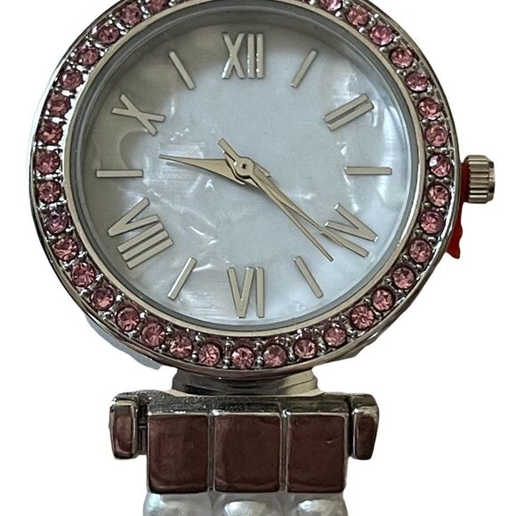 NIB Charter Club white dial pink crystals and pearl bracelet strap - Picture 2 of 6